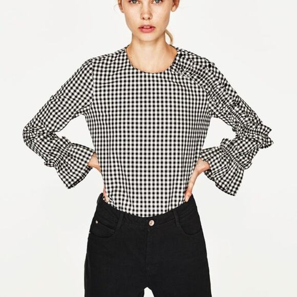 Zara Trafaluc Colelction Gingham Blouse - Picture 1 of 9